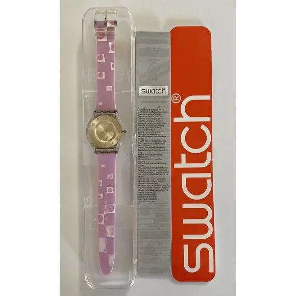 Swatch Watch Marble Time Pink Slim Skin Classic SKF315 Vintage 2002 Works well! - Picture 9 of 14
